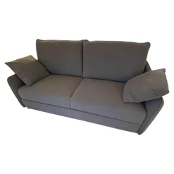 Schlafsofa Valentina 3000 Stoff Cezanne 802 Mittelgrau Grau Gestell Stahl Schwarz Mit 2 Kissen