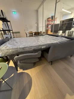 Schlafsofa Valentina 3000 Stoff Cezanne 802 Mittelgrau Grau Gestell Stahl Schwarz Mit 2 Kissen