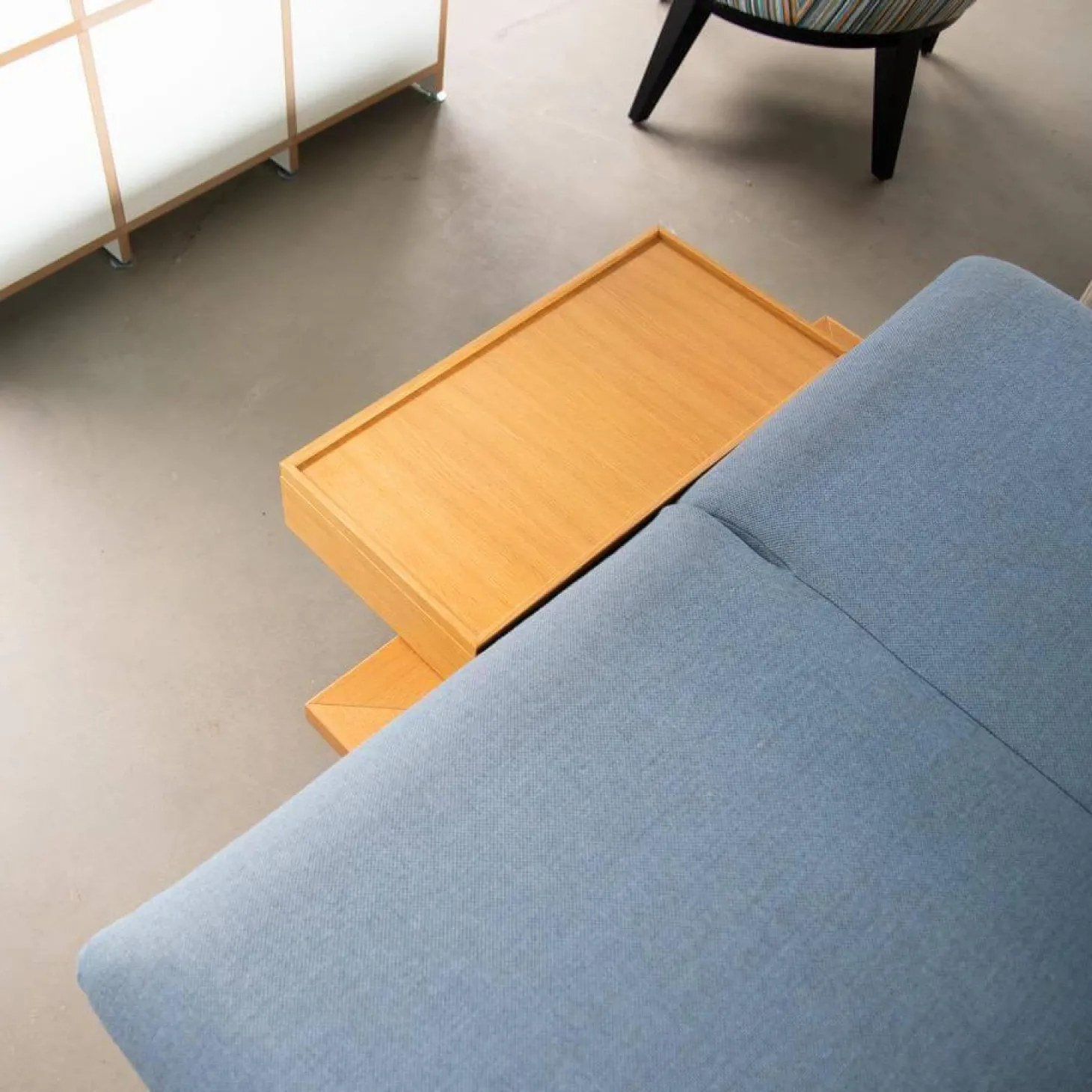 Schlafsofa Veda Stoff Kvadrat Re Wool 657 Blau Gestell Eiche