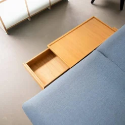 Schlafsofa Veda Stoff Kvadrat Re Wool 657 Blau Gestell Eiche