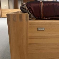 Schlafzimmer Acrea Bett Leder Braun Schwarz Und Strukturbuche Konsolen Mit Schubkästen