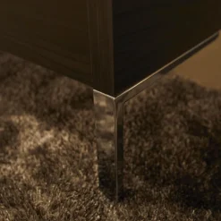 Schlafzimmer Andro Front und Korpus Eiche Mocca Nachbildung Drehtürenschrank 2 Nachttische Doppelbett Mit Polsterkopfteil Kieselgrau Ohne Matratze Und Lattenrost