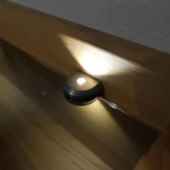 Schlafzimmer Modena Plus Eiche Bianco Glas Leder Champagner Inklusive LED Flexleuchten Bett Ohne Matratze Ohne Lattenrost