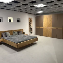 Schlafzimmer Sol Asteiche Gebürstet Natur Geölt Farbglas Bronce Matt Mit Ledergriff Rock Grau Schwarz