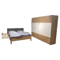 Schlafzimmer Studioline Bett Bezug Kunstleder Elephant Grau Rahmengestell Furnier Ohne Matratze Ohne Lattenrost Inklusive Schiebetürenschrank Und Kosolen