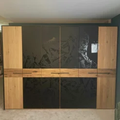 Schlafzimmer Tiana Eiche Spaltholz Metall Eisenglimmer Lackiert Anthrazit Mit Bett Nachtkommoden Und Kleiderschrank Ohne Matratze Ohne Lattenrost