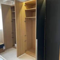 Schlafzimmer V-PUR Mit Kleiderschrank Bett Und Nachttischen Eiche Altholz Loden Basaltgrau Frontglas Anthrazit