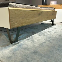 Schlafzimmereinrichtung Jovanna Lack Weiß Wildeiche Massiv Füße Metall