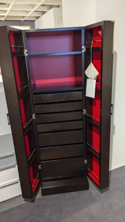 Schrank 7021 Massivholz 45 Sepia Dunkelbraun Akzente Glas