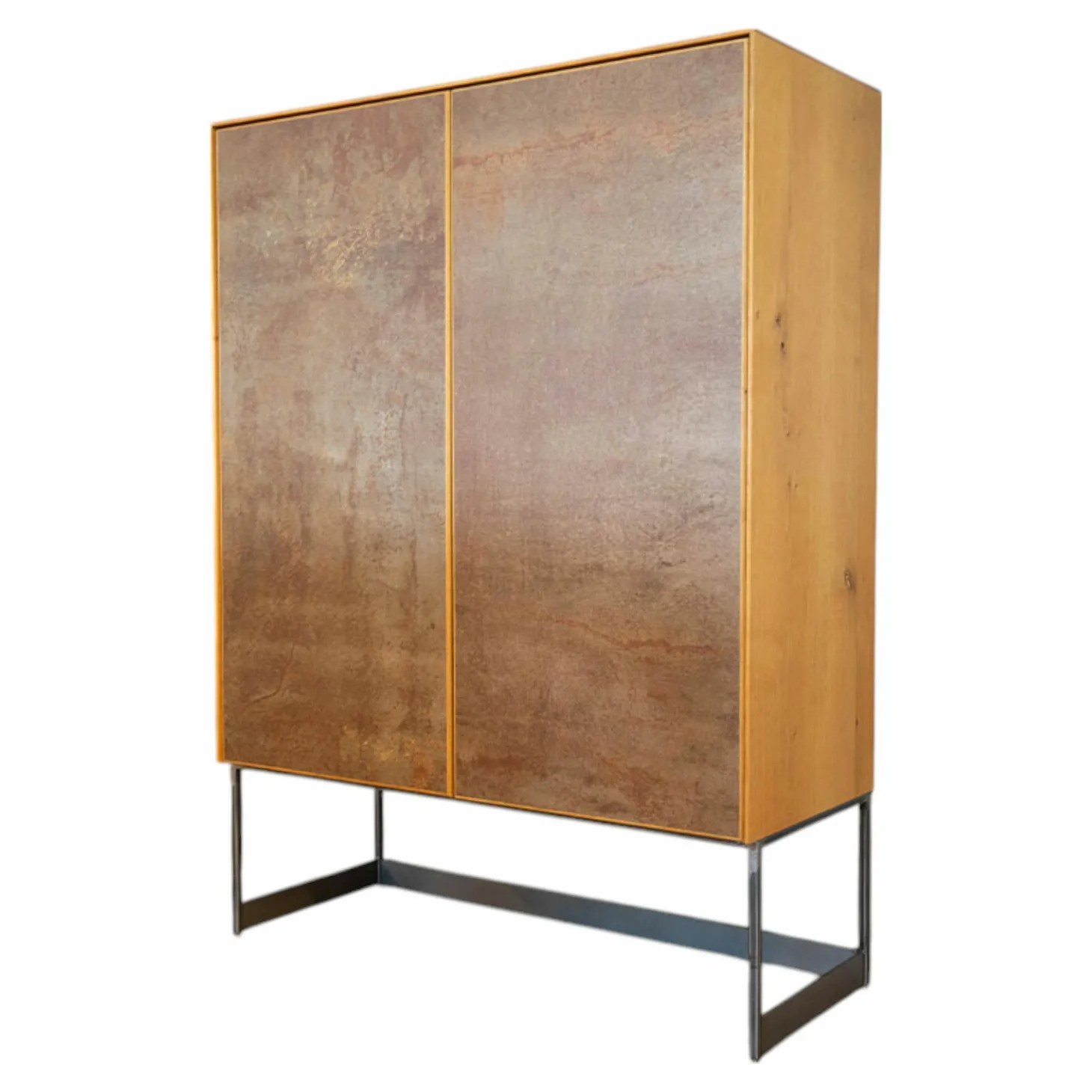 Schrank Alleskönner Korpus Asteiche Naturgeölt Keramikfront Lava Corten