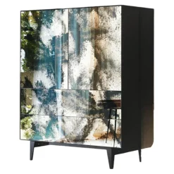 Schrank Nex Glamour Korpus Mattlack 43 Coal Fronten Spiegelglas 02 Luna