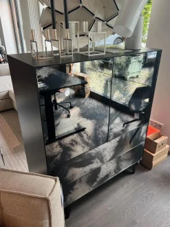 Schrank Nex Glamour Korpus Mattlack 43 Coal Fronten Spiegelglas 02 Luna