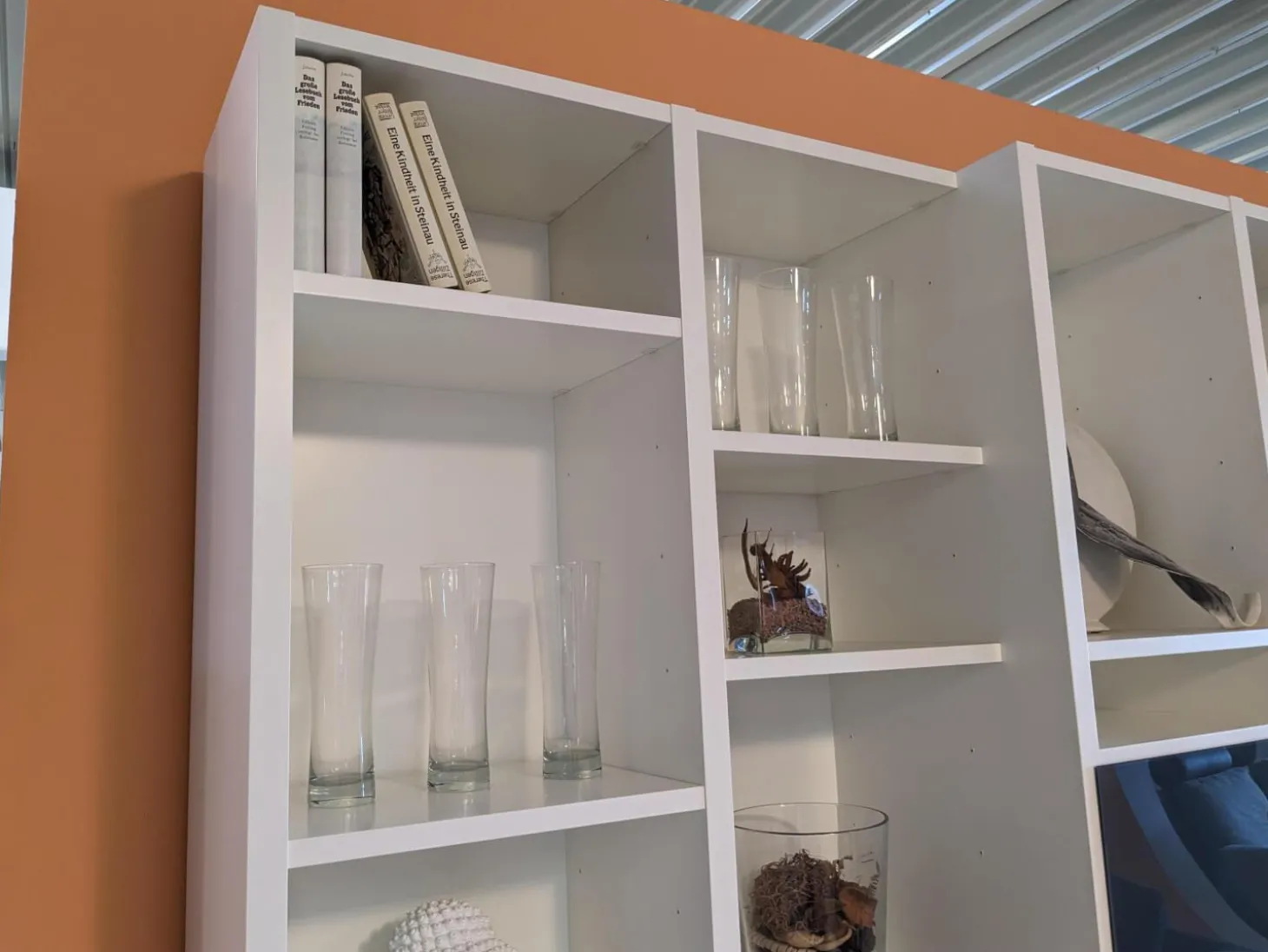 Schrank Studimo Klarglas Optiwhite Graphit Korpus Schneeweiß M03