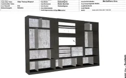 Schrank Systemwand 505 Up System Holz Dolomitgrau Glas Transparent Stopsol mit Beleuchtungskit Schuko