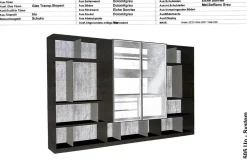 Schrank Systemwand 505 Up System Holz Dolomitgrau Glas Transparent Stopsol mit Beleuchtungskit Schuko
