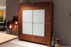 Schrank Varus Astiger Nussbaum Birke Floatglas Weiß Matt