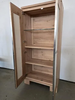 Schrank Varus Schmal Korpus Knorrige Eiche Puro Geölt Front Glas 9010 Weiß Matt