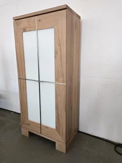 Schrank Varus Schmal Korpus Knorrige Eiche Puro Geölt Front Glas 9010 Weiß Matt