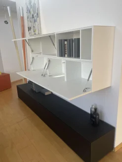 Schrankkombination Titolo Hängeelement Lack Weiß Bodenelement Glas Schwarz