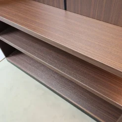 Schrankwand Struktur Eukalyptusfarben Fachböden Bezug Ecoleder Mit Beleuchtung