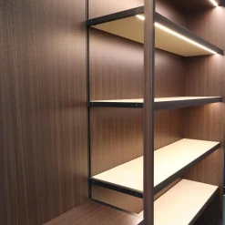 Schrankwand Struktur Eukalyptusfarben Fachböden Bezug Ecoleder Mit Beleuchtung