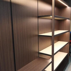 Schrankwand Struktur Eukalyptusfarben Fachböden Bezug Ecoleder Mit Beleuchtung