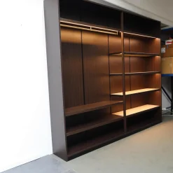 Schrankwand Struktur Eukalyptusfarben Fachböden Bezug Ecoleder Mit Beleuchtung