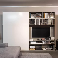 Schrankwand Studimo Lack Silbergrau Metallic Schiebetüren Lack Schneeweiß