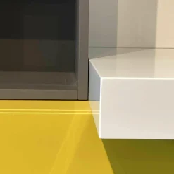 Schrankwand T030 Holz Gelb Grau Weiß Lackiert