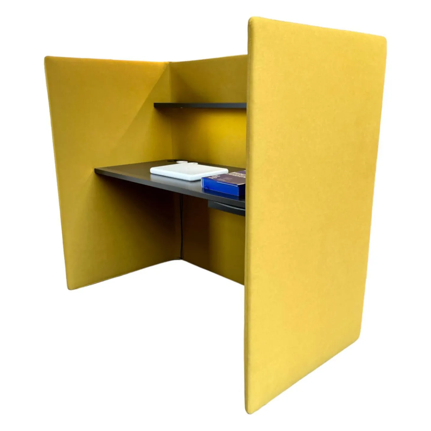 Schreibtisch Floater 84920 Platte Schiefer Stoff Curry Mit Beleuchtung