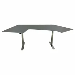 Schreibtisch HiLow 2 MDF Fjord Anthrazit Grau Gestell Aluminium Chrom Glänzend Höhenverstellbar