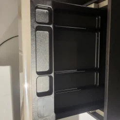 Schreibtisch Kara Frame Platte Und Gestell Eiche Graphit Anthrazit Furniert Inklusive Rollcontainer Lack Platingrau