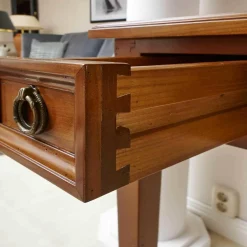 Schreibtisch Kirschbaum Massiv Tischplatte Leder Mit Goldprägung