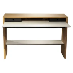 Schreibtisch La Punt Eiche Massiv Aufgehellt Lackiert Arbeitstablar Klappbar