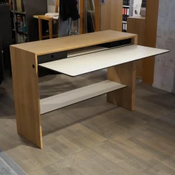 Schreibtisch La Punt Eiche Massiv Aufgehellt Lackiert Arbeitstablar Klappbar