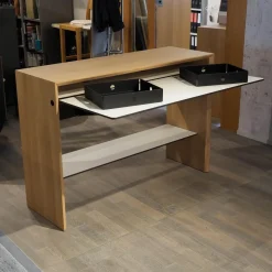 Schreibtisch La Punt Eiche Massiv Aufgehellt Lackiert Arbeitstablar Klappbar