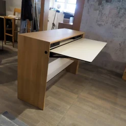 Schreibtisch La Punt Eiche Massiv Aufgehellt Lackiert Arbeitstablar Klappbar