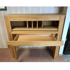 Schreibtisch Modell CASA-SONO Kernbuche Massiv Geölt Ausziehbar Mit Steckdose, USB-Anschüssen und Schubkasten