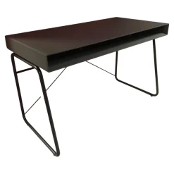 Schreibtisch Modell HO 130 Lack Supermatt Nachtgrau Kufen Schwarz