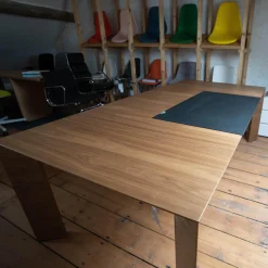 Schreibtisch Paper Platte Nussbaum Natur Fuß Alu Nussbaum Furniert