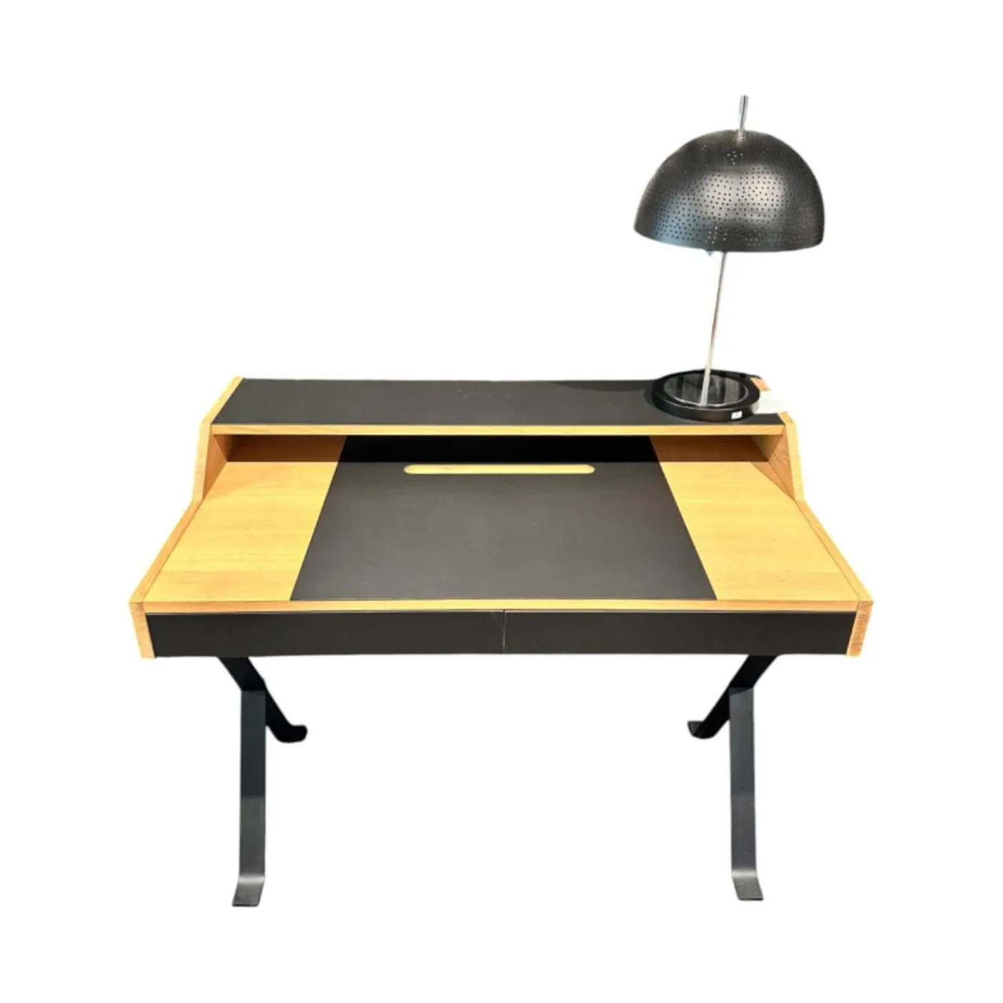 Schreibtisch Stanley 56316 Platte Eiche Natur Und Schwarz Gestell Eisenprofil Anthrazit Schwarz Geschweißt