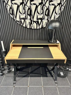 Schreibtisch Stanley 56316 Platte Eiche Natur Und Schwarz Gestell Eisenprofil Anthrazit Schwarz Geschweißt