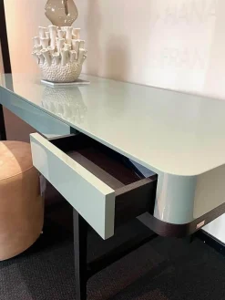 Schreibtisch Victor Lack Hochglanz 232 Aneto Blau Untergestell Eiche Carbone Schwarz