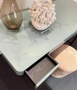 Schreibtisch Victor Lack Hochglanz 232 Aneto Blau Untergestell Eiche Carbone Schwarz