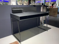 Schreibtisch ZO 100 Tisch Paneel Schwarz Kufengestell Schwarz Mit Rollcontainer Korpus Und Front Champagner