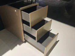 Schreibtisch ZO 100 Tisch Paneel Schwarz Kufengestell Schwarz Mit Rollcontainer Korpus Und Front Champagner