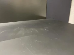 Schreibtisch ZO 100 Tisch Paneel Schwarz Kufengestell Schwarz Mit Rollcontainer Korpus Und Front Champagner