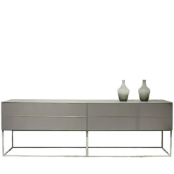 Schubkastenschrank Mio Korpus Lack Matt Asphalt Fronten Und Abdeckplatte Glas Matt Asphalt Gittergestell Steingrau