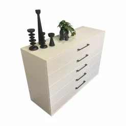 Schubladenkommode Daisy Korpus Lack Weiß Griffe Eckig Matt Anthrazit