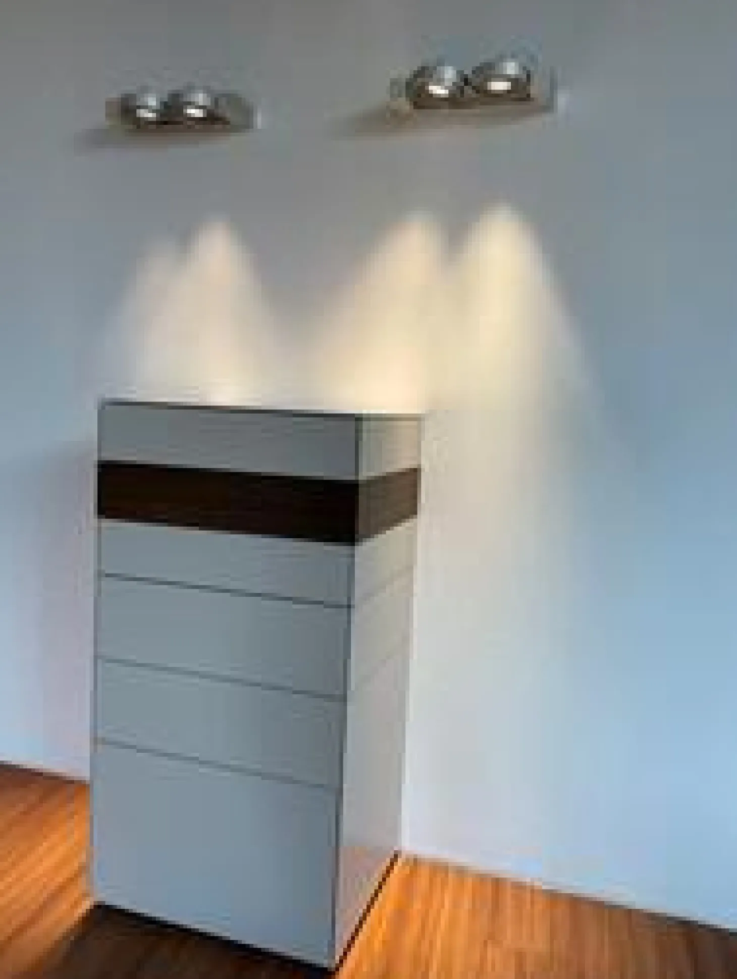 Schubladenkommode Soma Lack Seide Grau Gürtel Eiche Geraucht